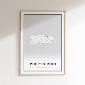 Puerto Rico Art, Puerto Rico Map, Puerto Rico Poster, Wall Art, Modern Home Decor, Travel Gifts, Black And White, Minimalist Map, Maps