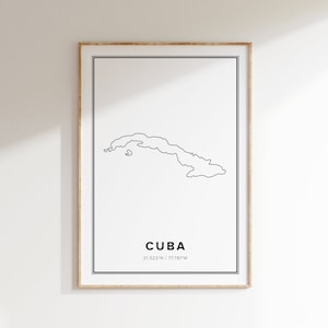 Cuba Map Art Print: Black and White Minimalist Home Decor (Digital Download)