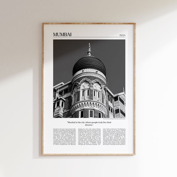 Mumbai Poster, Newspaper Style, Black And White Print, Printable Wall Art, Mumbai Photo, India Poster, Editorial Mumbai, Instant Download