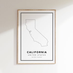 California Map Art Print: Black and White Minimalist Decor (Digital Download)
