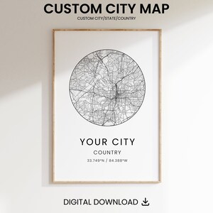 Custom City Map Print: Circular Personalized Map Poster (Digital Download)