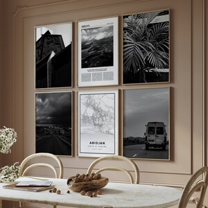 Lot de 6 impressions numériques noir et blanc d'Abidjan, galerie photos de Côte d'Ivoire, affiches photo de carte de voyage, art mural imprimable, cadeau envie de voyager