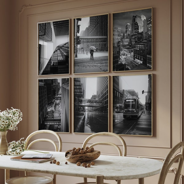 Minneapolis Gallery Set of 6, Black and White Photos, Poster Gallery, Travel Posters, Map, Gallery Set Minnesota, Printable Wall Art