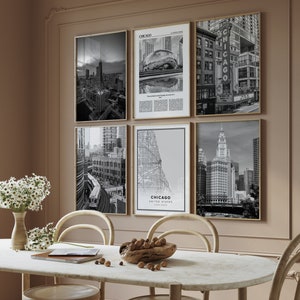 Chicago Black and White Photo Poster Set of 6 (Instant Download)