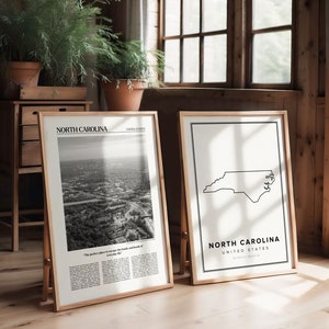 North Carolina Print Set: Black & White Photo, NC Map (Digital Download)