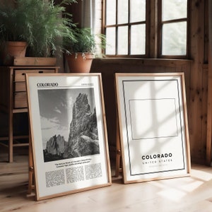 Travel Poster Set of 2 Prints, Colorado Art, Colorado Poster, Colorado Print, Colorado Map, Colorado Photo, State, USA