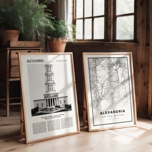 Alexandria Poster Set: Black and White Photo & Map (Digital Download)