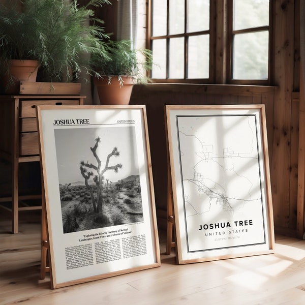 Ensemble d'affiches de voyage de 2 impressions, art de l'arbre de Josué, affiche de l'arbre de Josué, impression, carte de l'arbre de Josué, photo de l'arbre de Josué, parc national, États-Unis