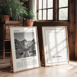 Arizona Art Print Set: Photo & Map Travel Posters (Digital Download)