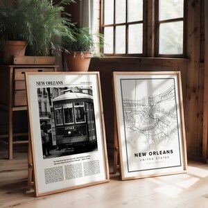 Reiseposter Set mit 2 Prints, New Orleans Kunst, New Orleans Poster, New Orleans Druck, New Orleans Karte, New Orleans Foto, Stadt, USA
