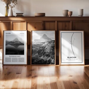 Glacier National Park Print Set: Black and White Montana Gallery (Digital Print)