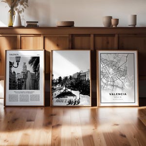 Valentino 3er Set Schwarzweiß Digitaldruck, Spanien JPG Galerie, Reisekarte Foto Poster, druckbare moderne Kunst, Fernweh trendiges Geschenk