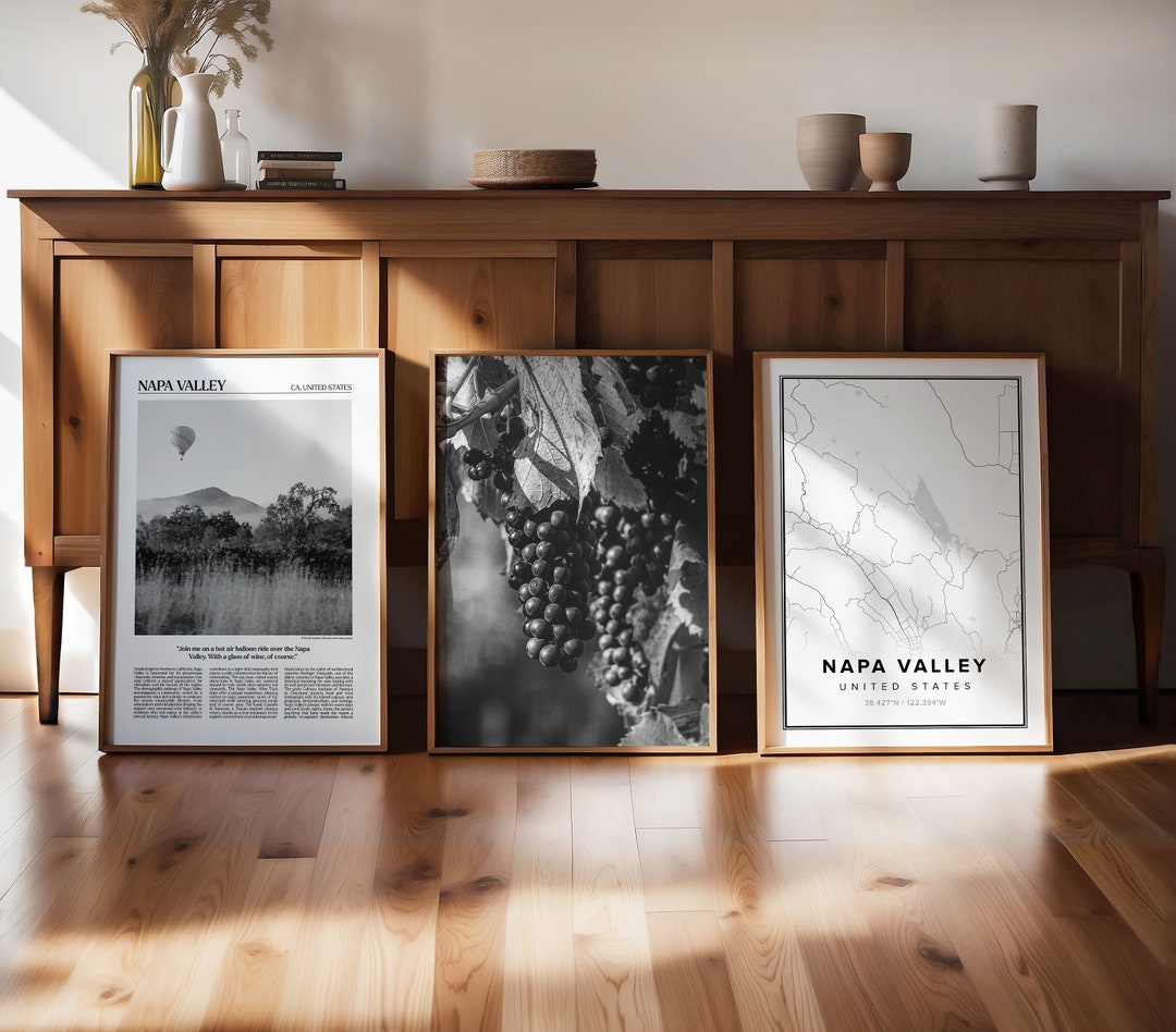 Napa Valley Art Print, Set of 3, Napa Valley Gallery Wall Art, Napa Valley Poster, Travel Decor