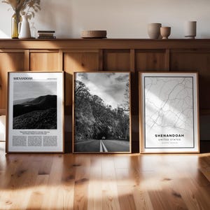 Shenandoah National Park Print Set: Black and White Photo, Map, Newspaper Art (Digital Download)