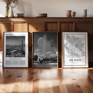 Las Vegas Art Print, 3er-Set, Las Vegas Gallery Wandkunst, Las Vegas Poster, Reiseliebhaber-Dekor, Las Vegas Karte, Fernweh Geschenk, Las Vegas