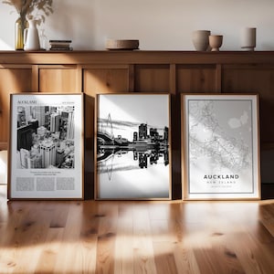 Auckland 3er Set schwarz weiß Digital Prints, Neuseeland Galerie, Reise Karte Foto Poster, druckbare Kunst, Fernweh Geschenk, Zeitung