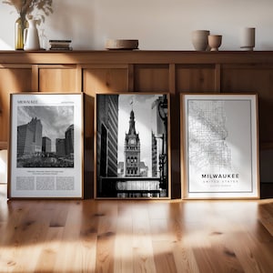 Milwaukee Art Print, Set of 3, Milwaukee Gallery Wall Art, Milwaukee Poster, Travel Decor, Milwaukee Map, Milwaukee Set of 3