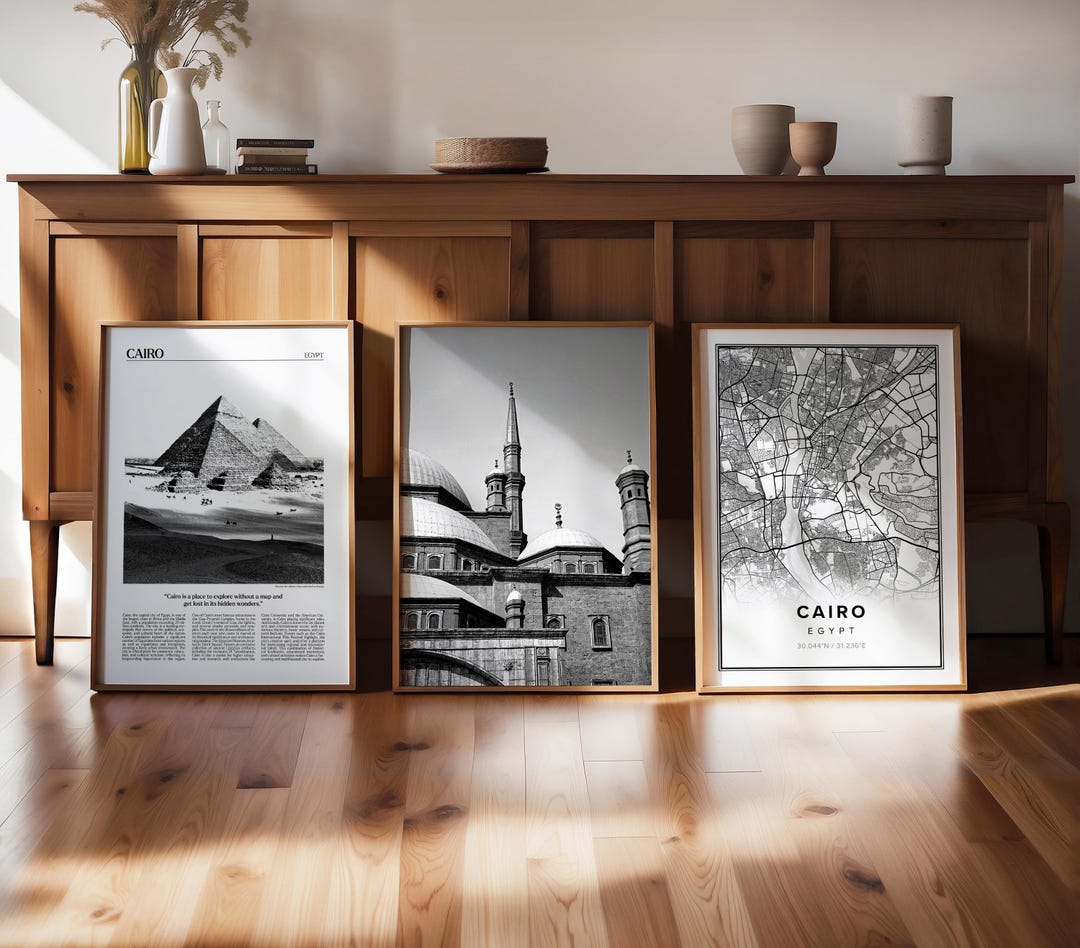 Cairo Gallery Wall Art Prints: Egypt Photo, Map, Newspaper (digital ...
