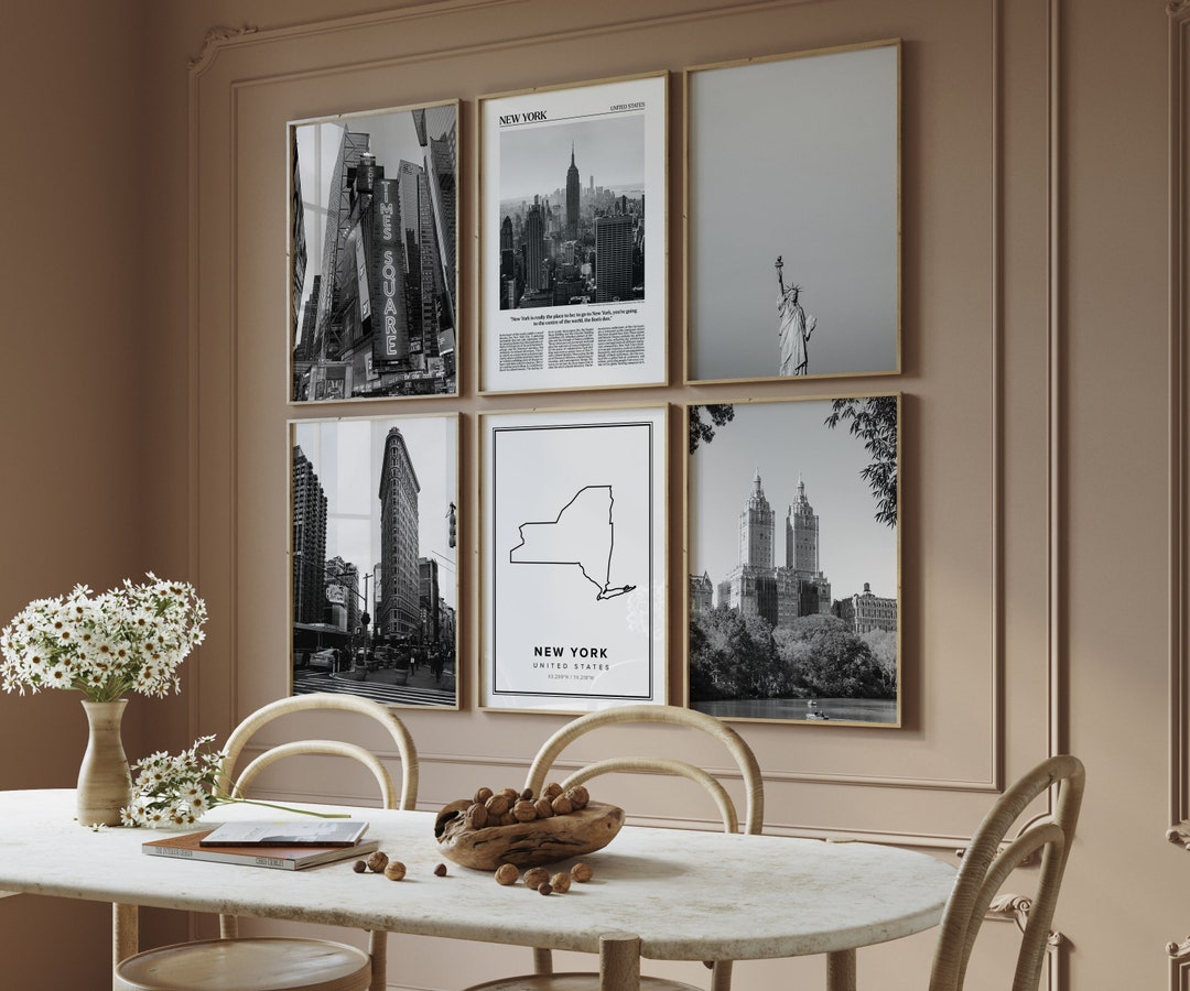 New York Gallery Wall Art Set: Black and White Photography (digital ...