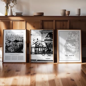 Tel Oriental Israel 3er Set Schwarz weiß Digitaldruck, trendige Galerie, Reise Karte Foto Poster, druckbare Kunst, Fernweh Geschenk, Zeitung