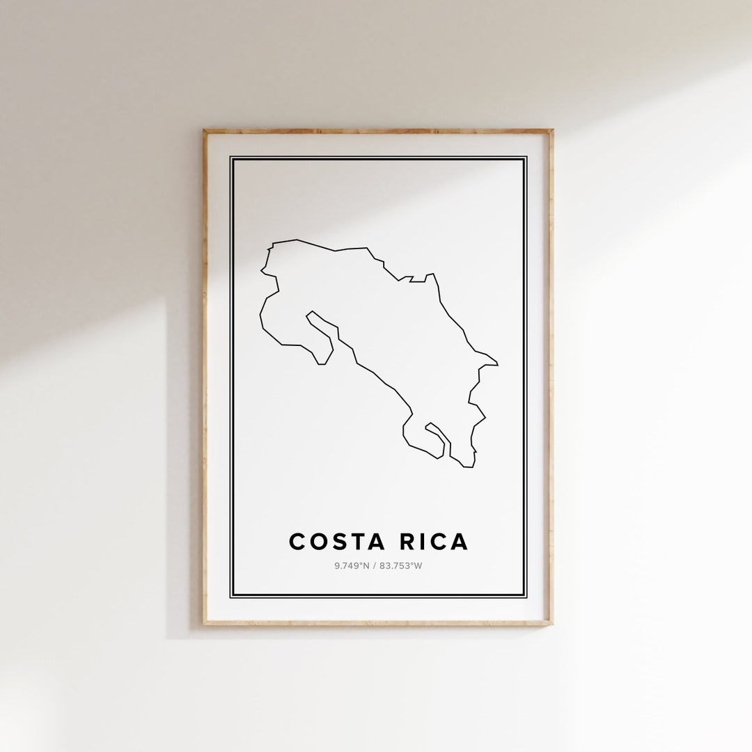 Costa Rica Map, Modern Home Decor, Travel Gifts, Maps, Black and White ...