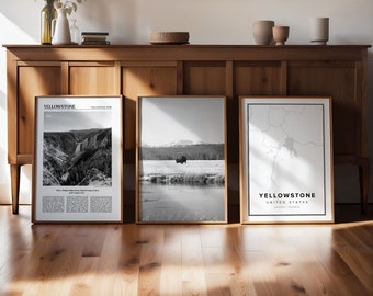 Yellowstone National Park Art Print Set: Travel Gallery Wall Decor