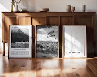 Argentina Gallery Wall Art Prints: Black & White Travel Decor (Set of 3) (Digital Download)