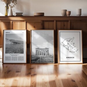 Griechenland Kunstdruck, 3er-Set, Griechenland Galerie Wandkunst, Griechenland Poster, Reisedeko, Griechenland Karte, USA