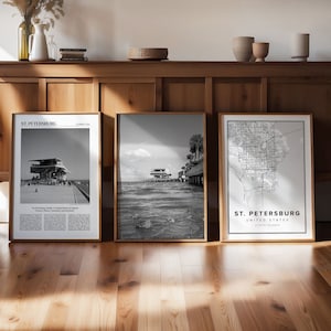 Sint-Petersburg Art Print, set van 3, Sint-Petersburg galerij kunst aan de muur, Sint-Petersburg poster, decor reizen minnaar, Sint-Petersburg kaart, Florida kunst