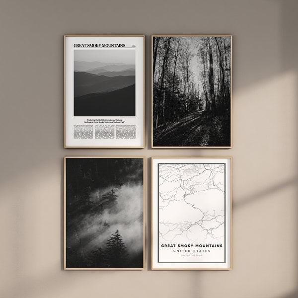 Great Smoky Mountains Gallery Set of 4, Digital Print, Great Smoky Mountains National Park Photo, Gallery Set of Great Smoky Mountains