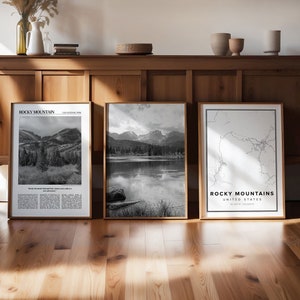 Stampa artistica delle Montagne Rocciose, set di 3, stampa artistica da parete della Galleria delle Montagne Rocciose, poster delle Montagne Rocciose, decorazioni da viaggio, mappa delle Montagne Rocciose, Montagne Rocciose
