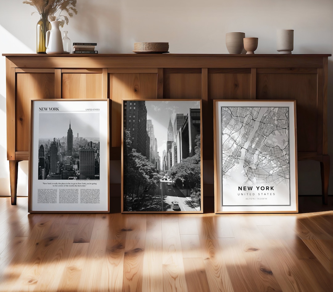 New York City Art Print Set: Black & White Gallery Wall (digital ...