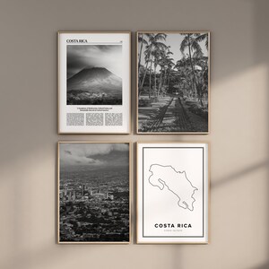 Costa Rica Gallery Set of 4, Black and White Digital Print, Costa Rica Photo, Gallery Set of Costa Rica, Printable of Costa Rica
