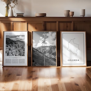 Colombia Art Print, Set of 3, Colombia Gallery Wall Art, Colombia Poster, Travel Decor, Colombia Map, Wanderlust, Colombia Set of 3, Maps