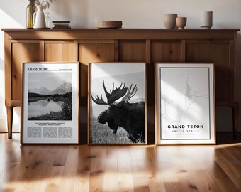 Grand Teton Gallery Wall Art Set: Black & White Photography (Digital Download)