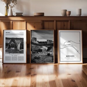 Arches National Park Print Set: Black and White Photo, Map, Newspaper (Digital Download)