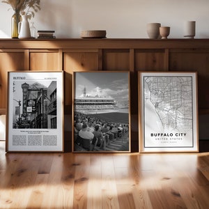 Impression d'art Buffalo, lot de 3, oeuvre d'art murale Buffalo, affiche Buffalo, déco pour amateur de voyage, carte Buffalo, cadeau envie de voyager, lot de 3 Buffalo