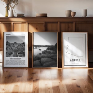 Arizona Gallery Wall Art Prints: Black & White Set of 3 (Digital Download)