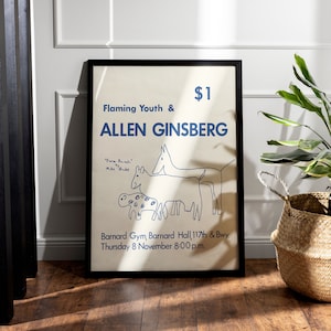 Allen Ginsberg Generación Beat Aullido Literatura Libro Escritor Poeta Imprimible Poster Descarga Digital Arte Original Decoración de Pared