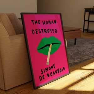 Poster Die Frau zerstört Simone De Beauvoir Decoracion Pared Portada Libro Descarga Digital Imprimible Feminismo Literatura Escritora