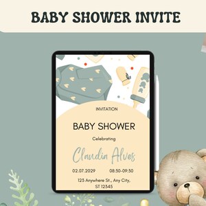 Bienvenido pequeño: Invitación de baby shower y anuncio de nacimiento imprimibles: descarga instantánea, ¡fácil de personalizar!