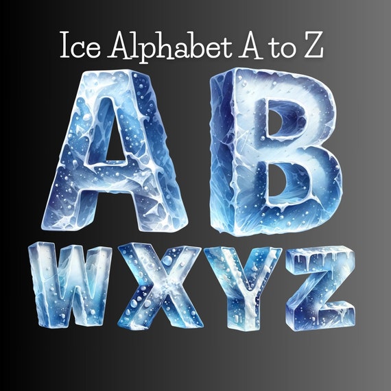 Ice Alphabet A to Z, Watercolor Clipart, Commercial Use - Etsy