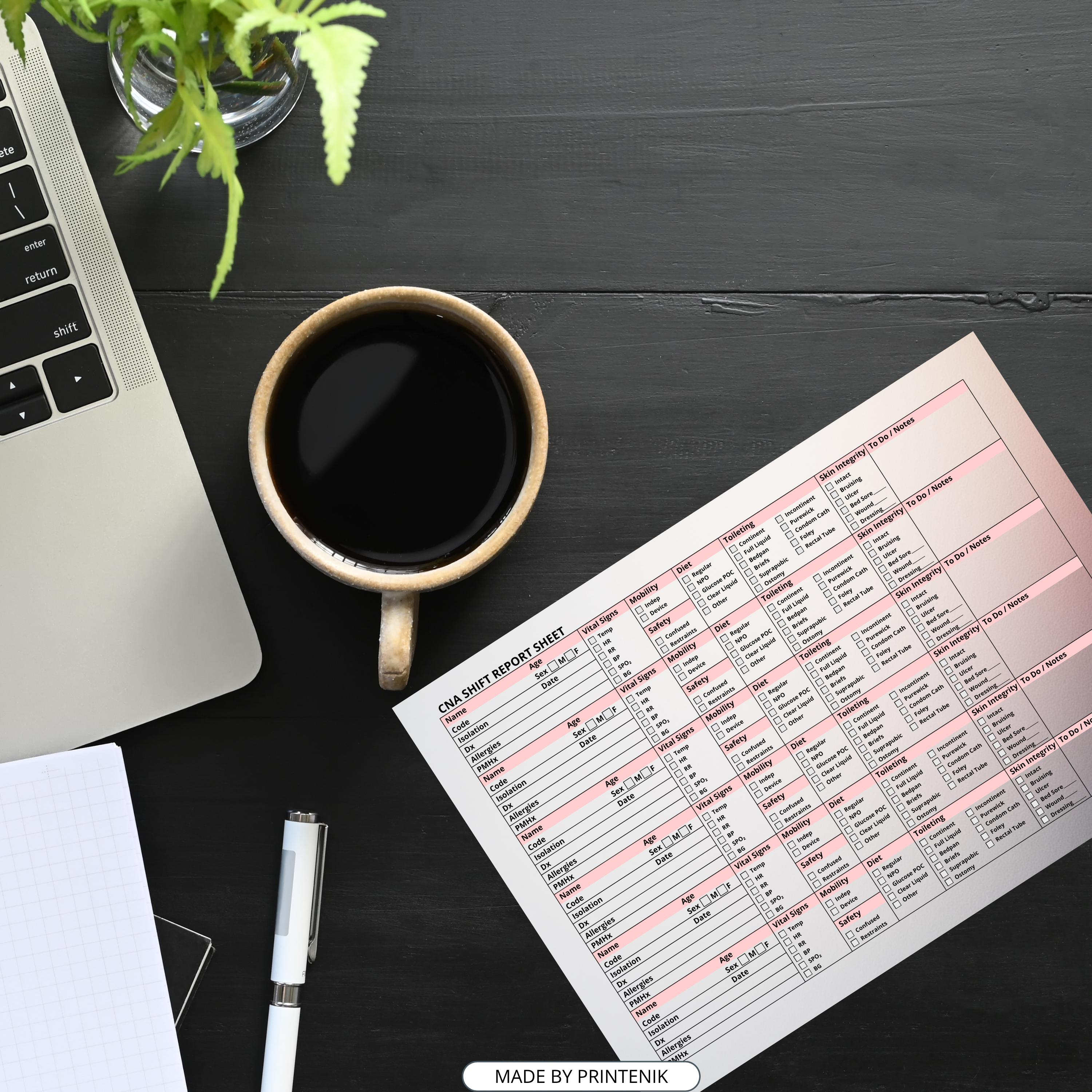 CNA Shift Report Sheet: Patient Care Notes (A4-US Letter PDF) - Etsy