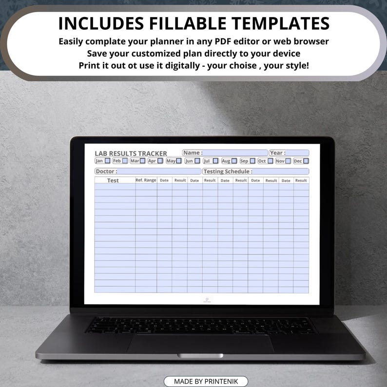 Lab Results Tracker Printable: Medical Test Log (A4, A5, US Letter ...