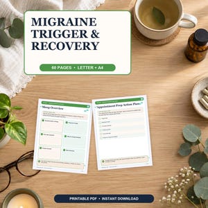 Migraine Trigger and Recovery Journal, 60 Page Printable PDF, US Letter & A4, Instant Download