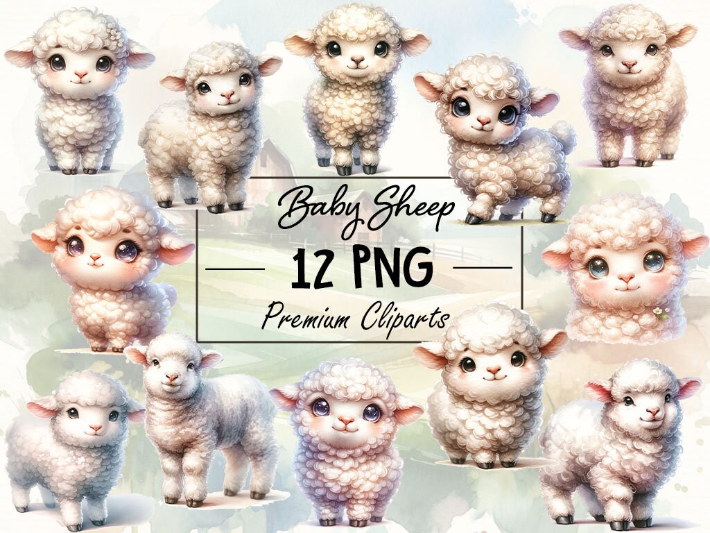 Cute Baby Sheep Digital PNG Collection - Set of 10 Charming Images for ...