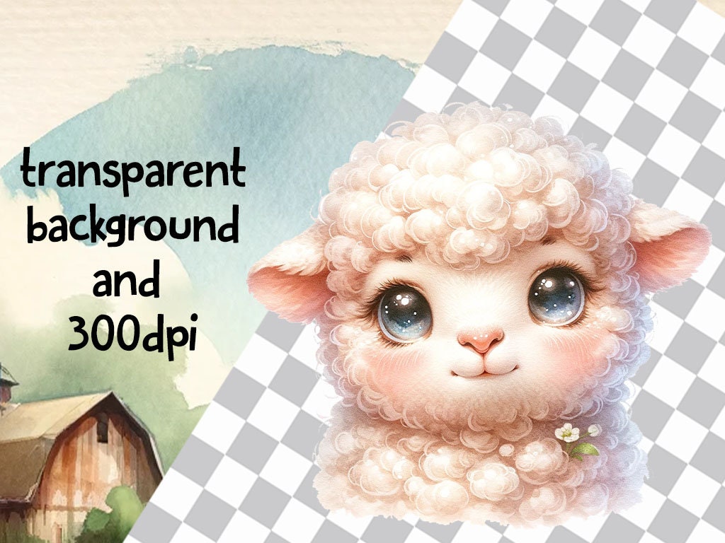 Cute Baby Sheep Digital PNG Collection - Set of 10 Charming Images for ...