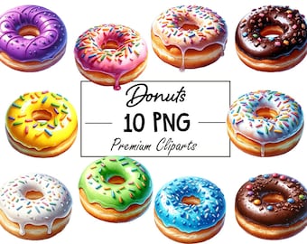 Delicious Donuts Collection - 10 PNG Digital Files, Instant Download