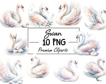 Serene Swan Collection - 10 PNG Digital Files, Instant Download