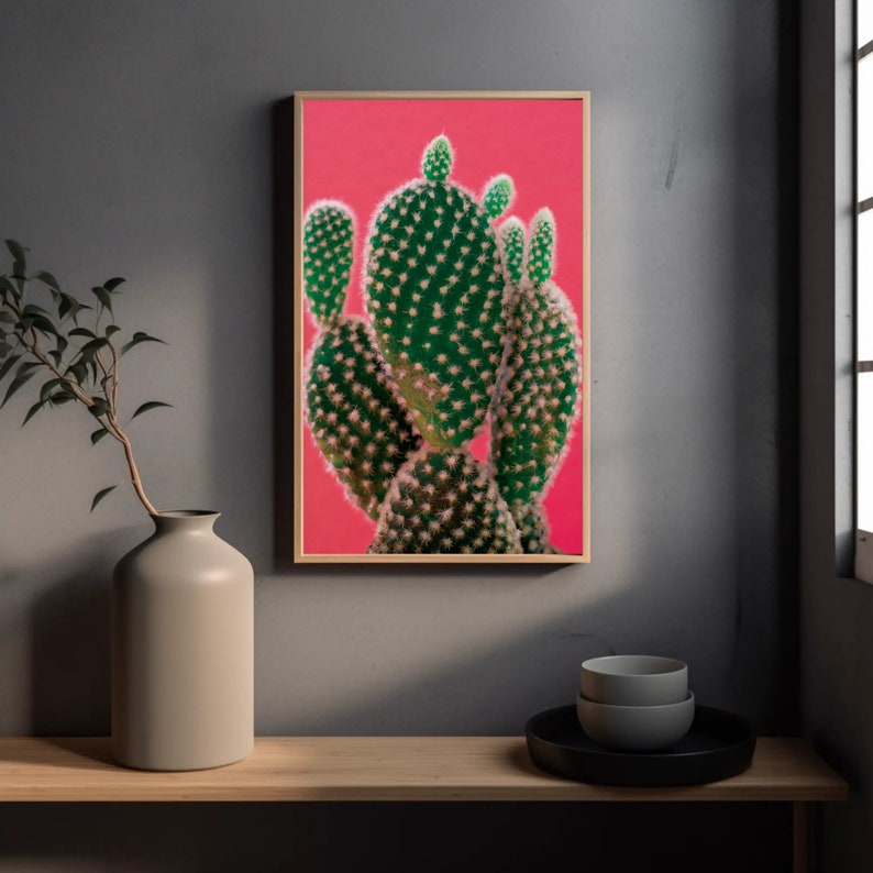 Colorful Cactus Print, Western Wall Decor, Cactus Wall Art, Minimalist